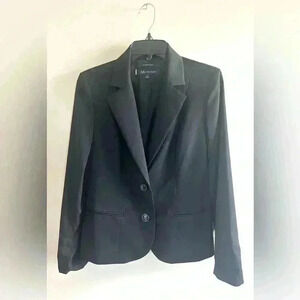 Classic stretch blazer crisp black size 8 Ak Anne Klein Two Button Suit Jacket